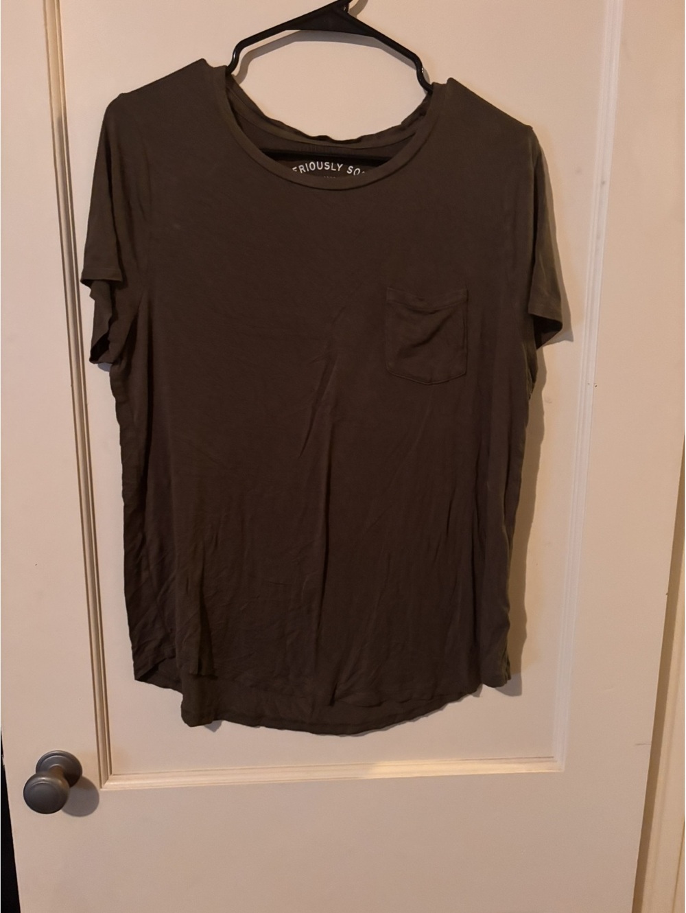 Aero Seriously Soft Perfect Crew T-Shirt XL Olive Green
